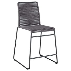 Silla de mostrador de metal Jerome con cuerda tejida, color carbón (juego de 2)
