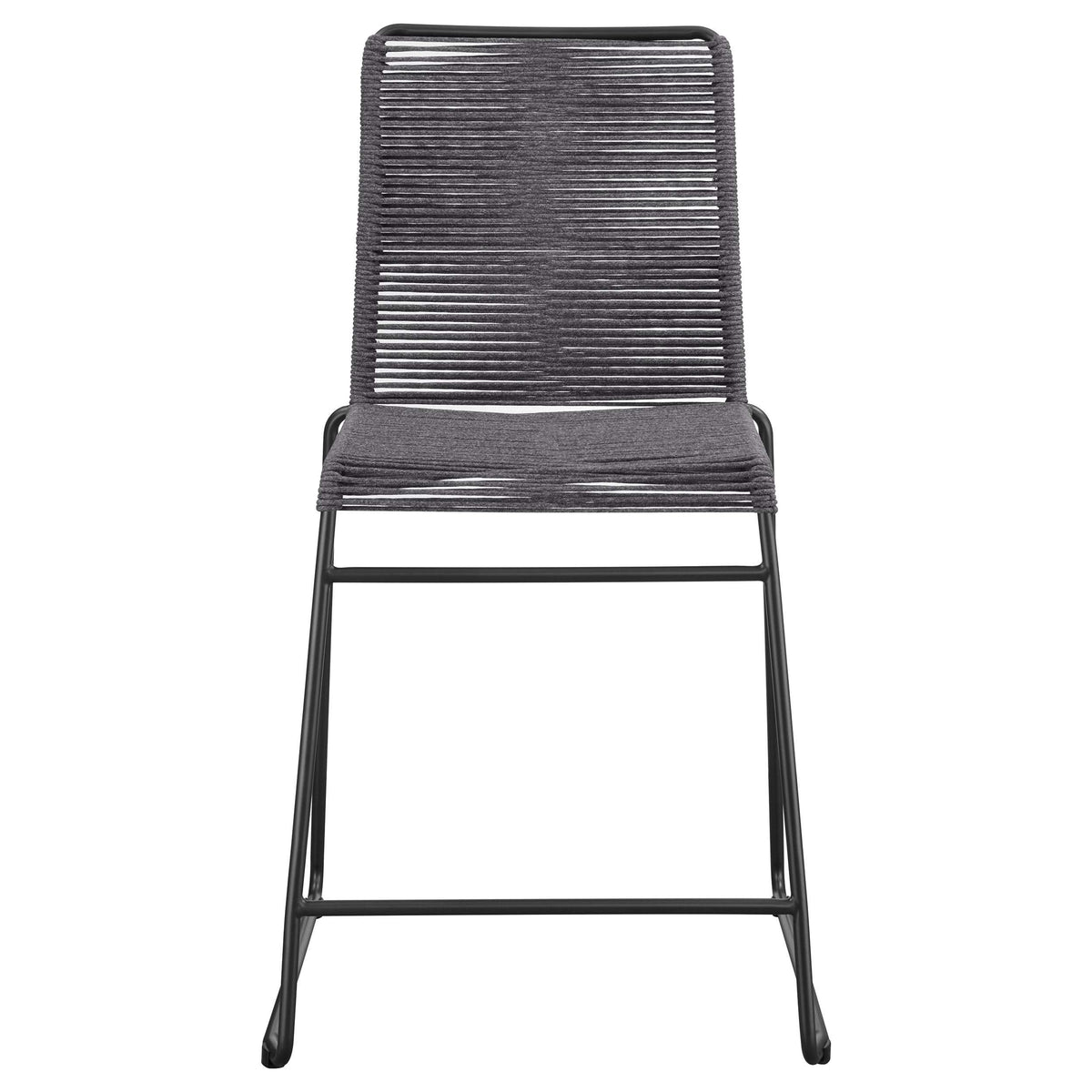 Silla de mostrador de metal Jerome con cuerda tejida, color carbón (juego de 2)