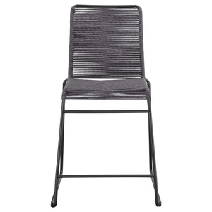 Silla de mostrador de metal Jerome con cuerda tejida, color carbón (juego de 2)