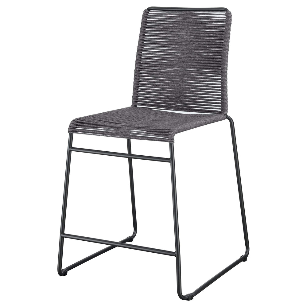 Silla de mostrador de metal Jerome con cuerda tejida, color carbón (juego de 2)
