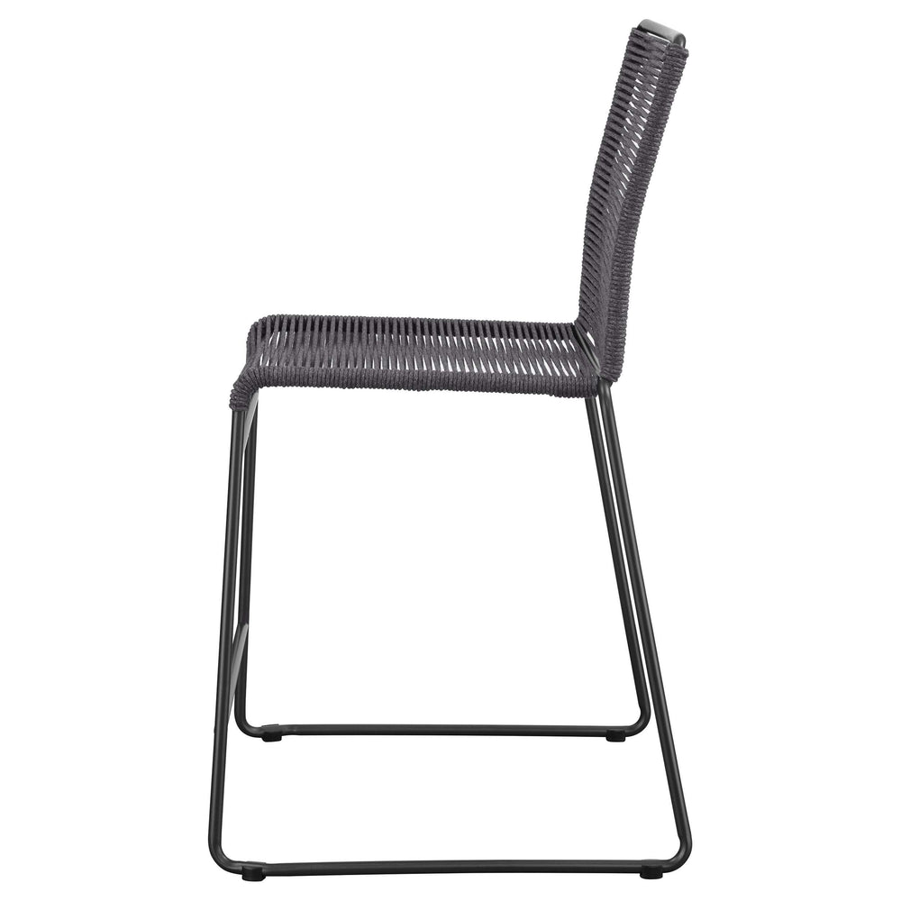 Silla de mostrador de metal Jerome con cuerda tejida, color carbón (juego de 2)