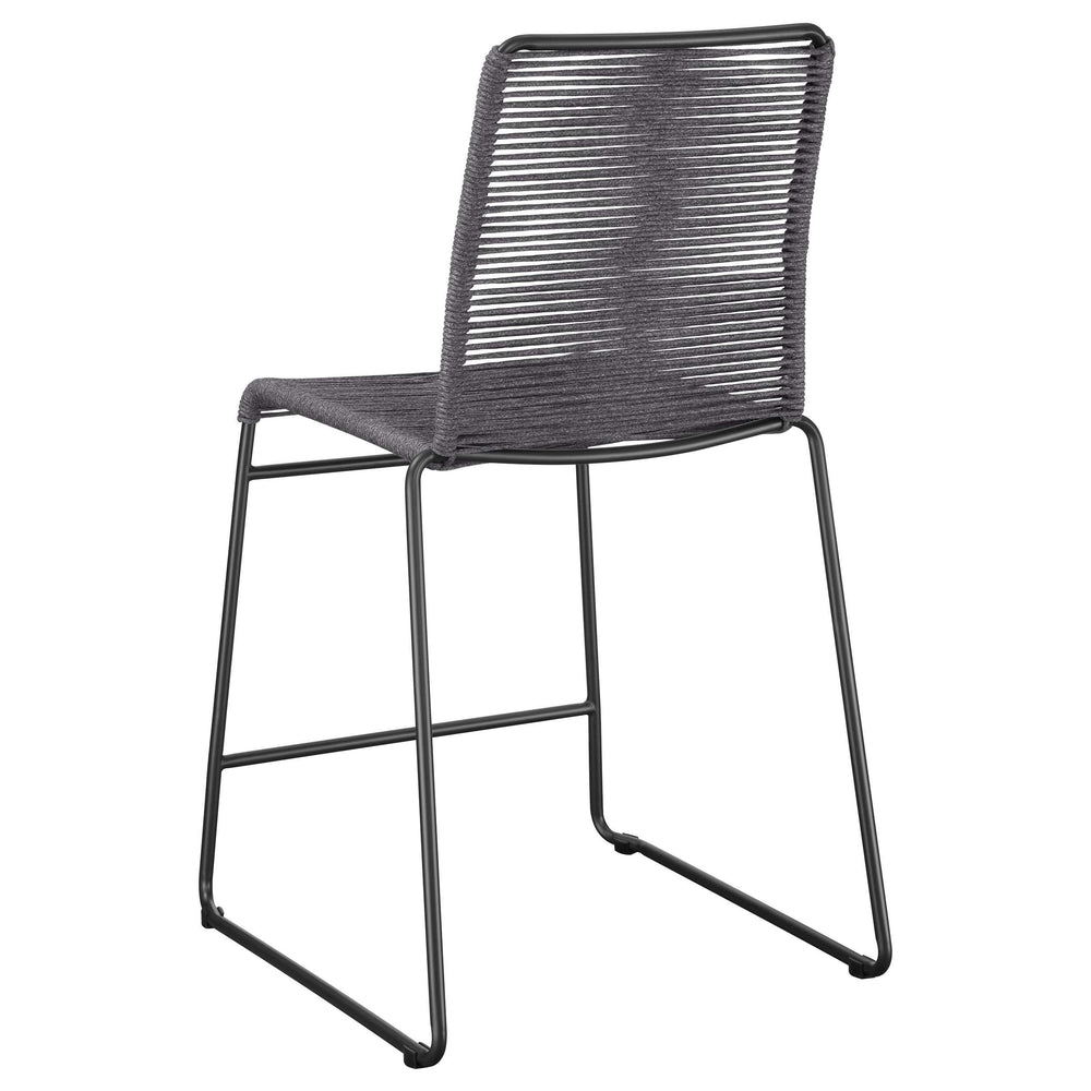 Silla de mostrador de metal Jerome con cuerda tejida, color carbón (juego de 2)