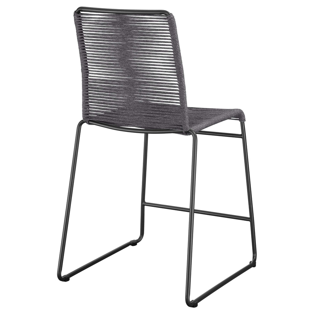 Silla de mostrador de metal Jerome con cuerda tejida, color carbón (juego de 2)