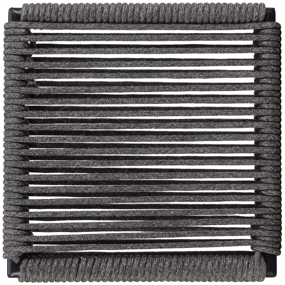 Silla de mostrador de metal Jerome con cuerda tejida, color carbón (juego de 2)