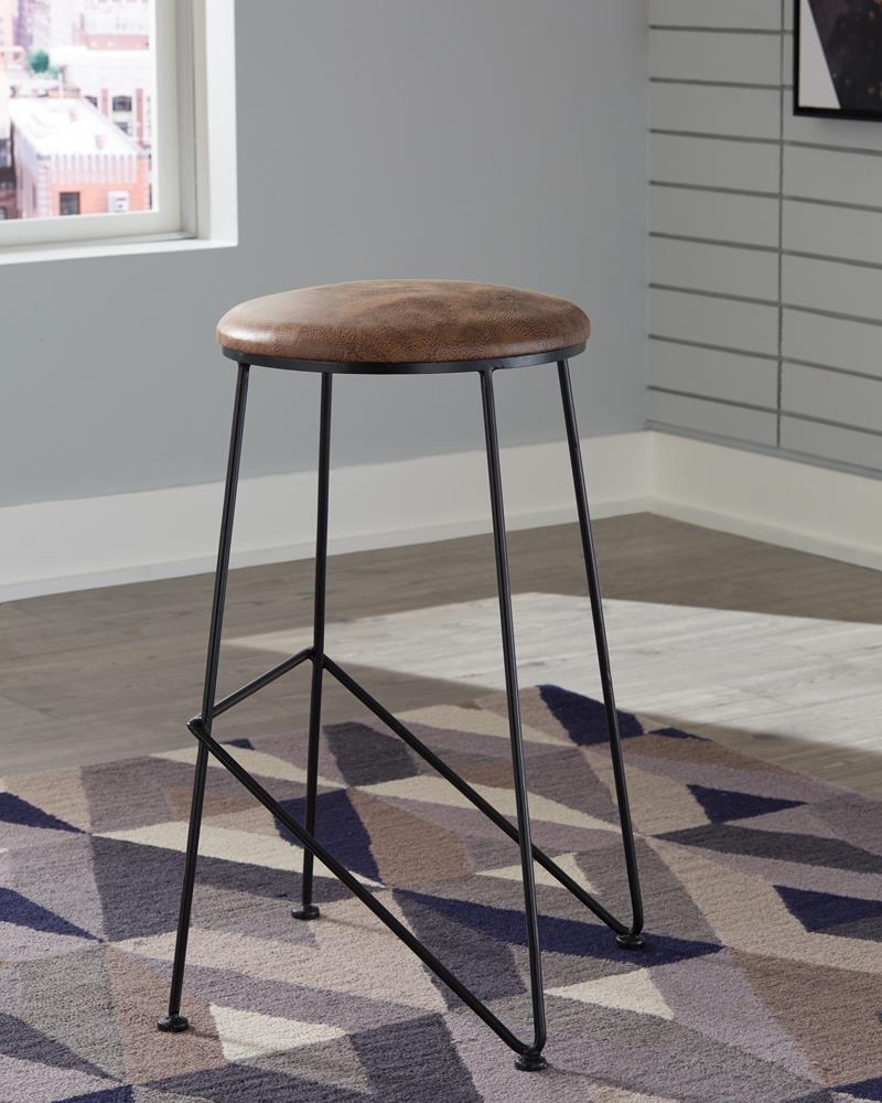 Floyd Bar Height Stool Saddle and Dark Gunmetal