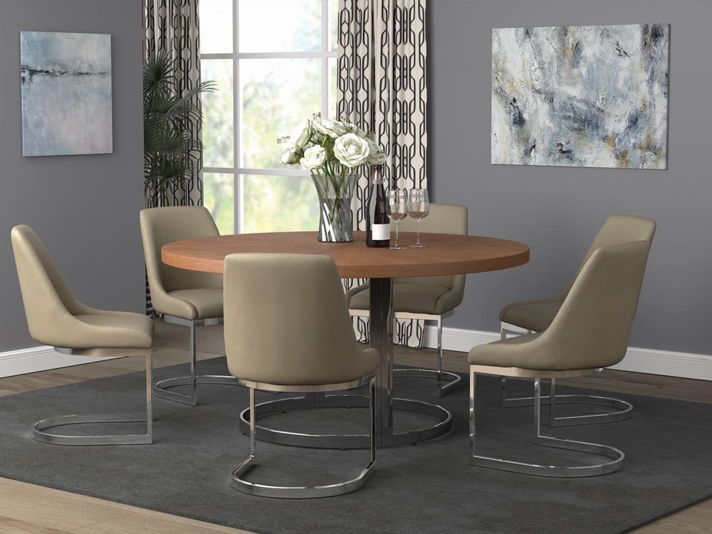 Round  60-inch Wood Dining Table Natural Cherry