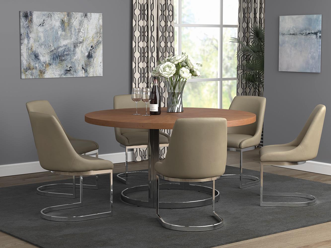 Round  60-inch Wood Dining Table Natural Cherry