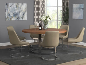Mesa de comedor redonda de madera de cerezo natural de 60 pulgadas