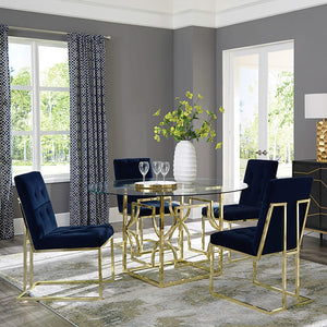 Mesa de comedor cuadrada de metal Starlight con base de latón