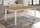 Mesa de comedor Kirby de 71 pulgadas con hojas extensibles, rústica, color blanco roto