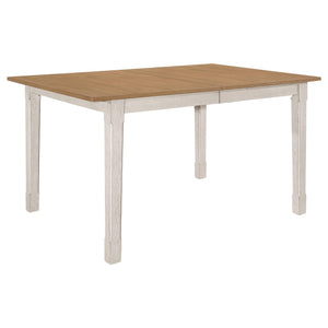 Mesa de comedor Kirby de 71 pulgadas con hojas extensibles, rústica, color blanco roto