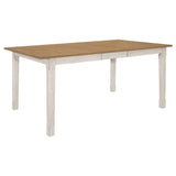 Mesa de comedor Kirby de 71 pulgadas con hojas extensibles, rústica, color blanco roto