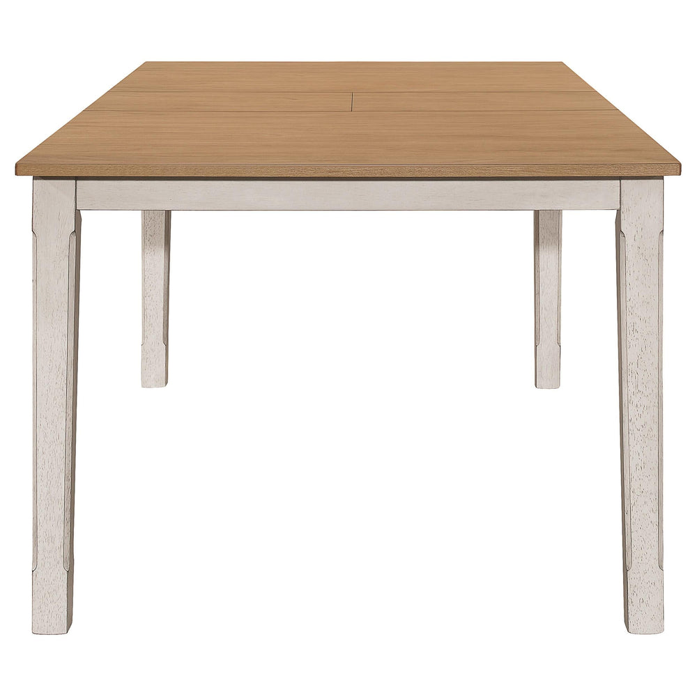 Mesa de comedor Kirby de 71 pulgadas con hojas extensibles, rústica, color blanco roto