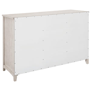 Aparador Kirby de 3 cajones, estilo buffet, rústico, blanco roto