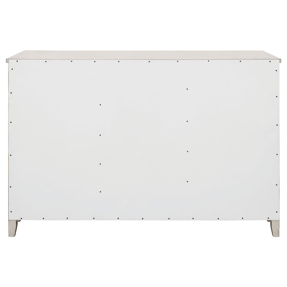 Aparador Kirby de 3 cajones, estilo buffet, rústico, blanco roto