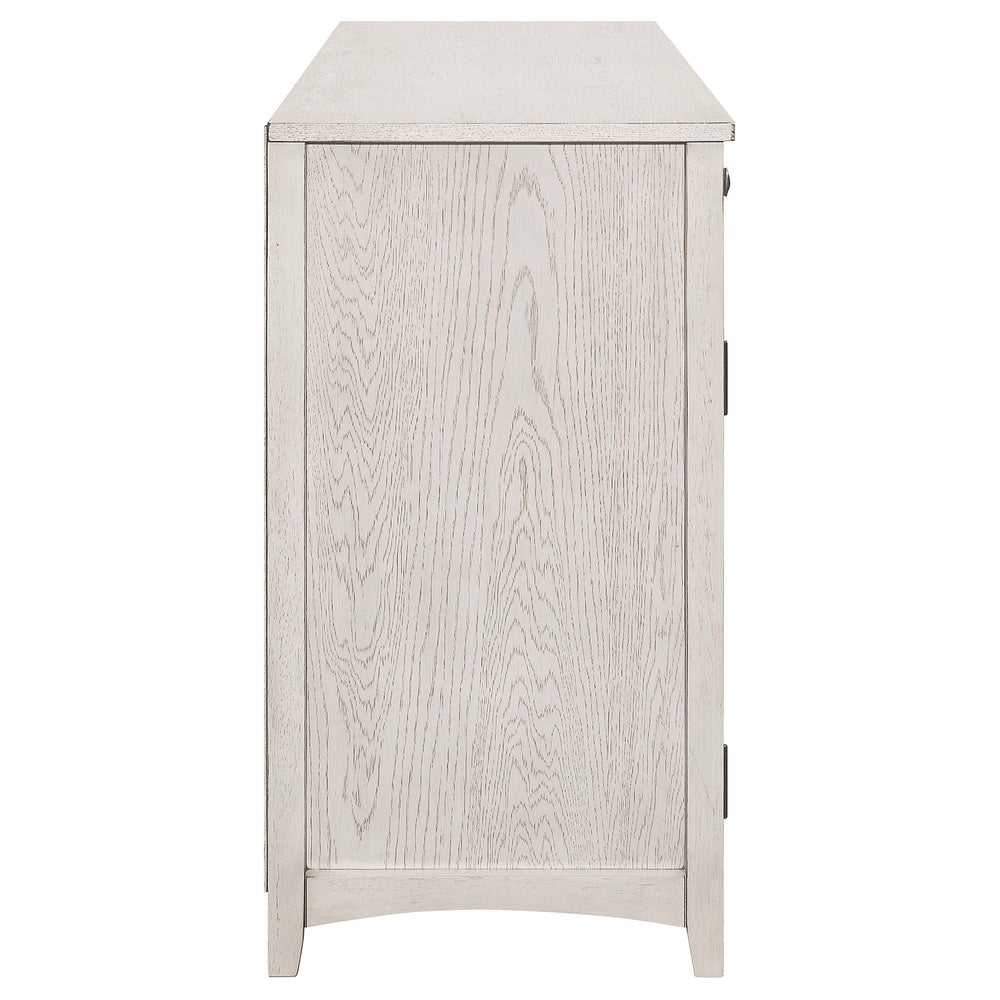 Aparador Kirby de 3 cajones, estilo buffet, rústico, blanco roto