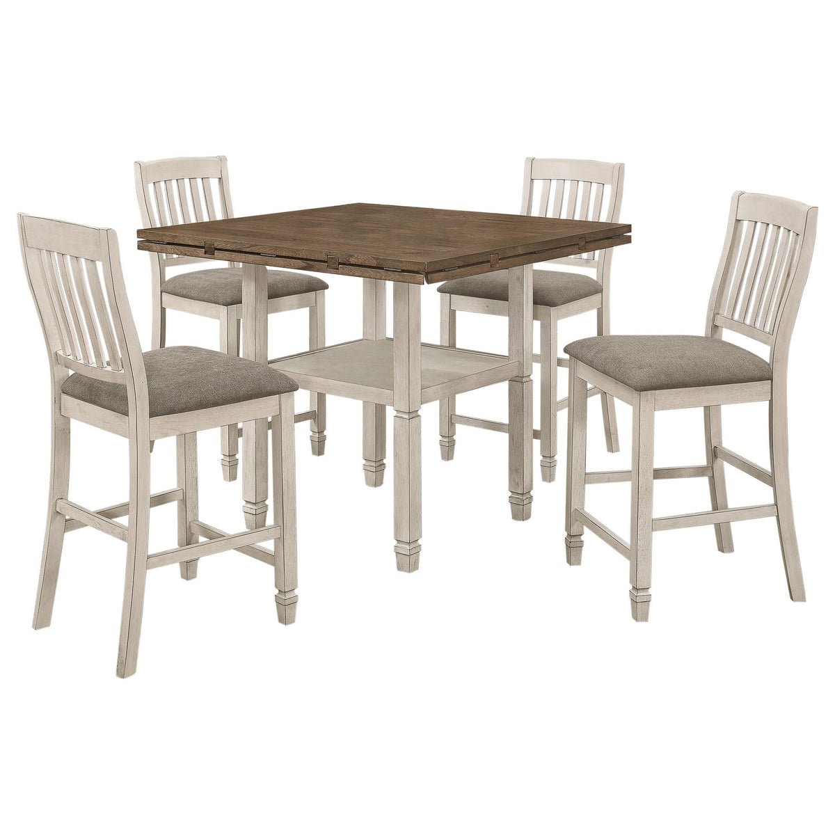 Juego de comedor Sarasota de 5 piezas con hojas abatibles, color crema rústico