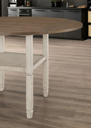 Juego de comedor Sarasota de 5 piezas con hojas abatibles, color crema rústico