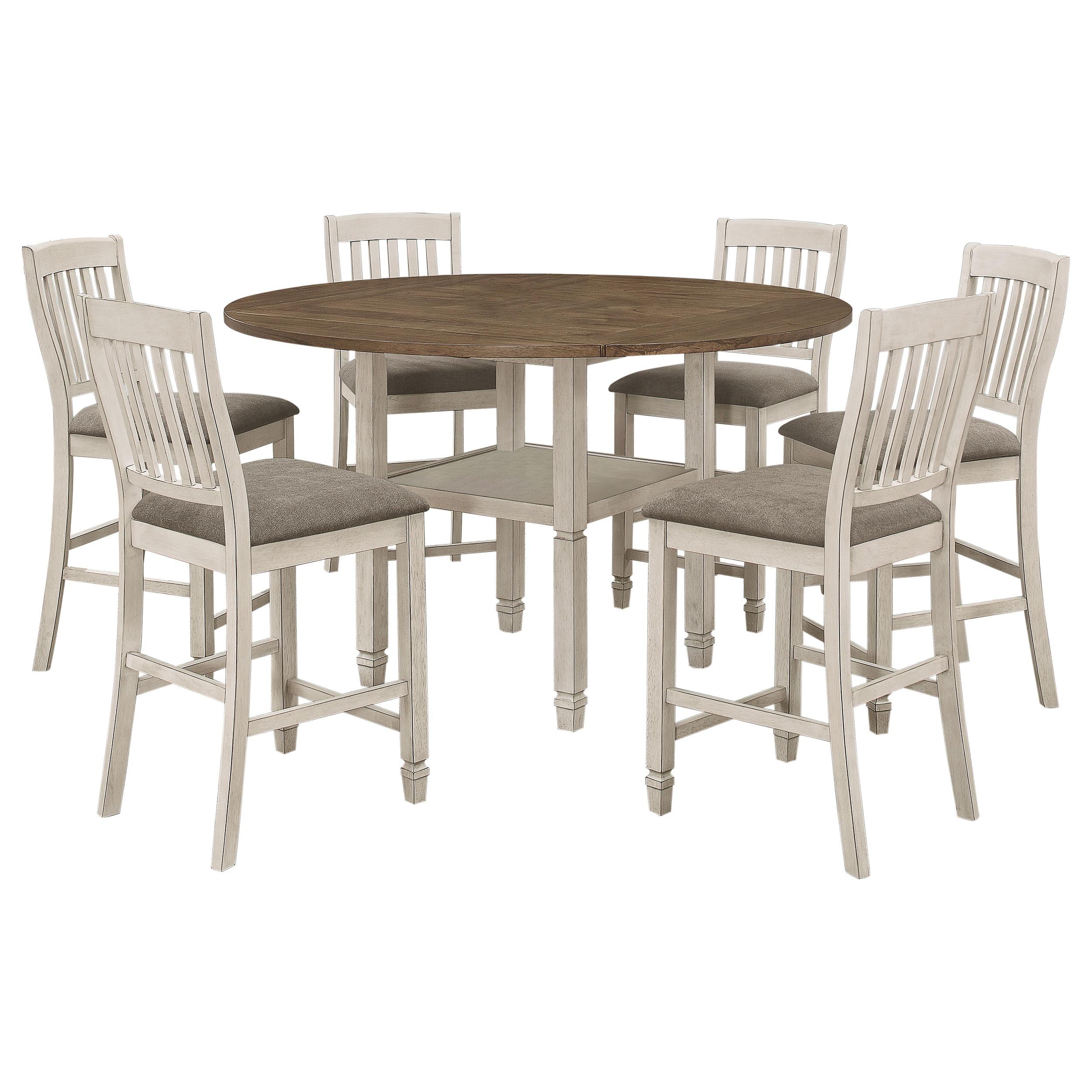 Sarasota 7-piece Drop Leaf Counter Dining Set Rustic Cream