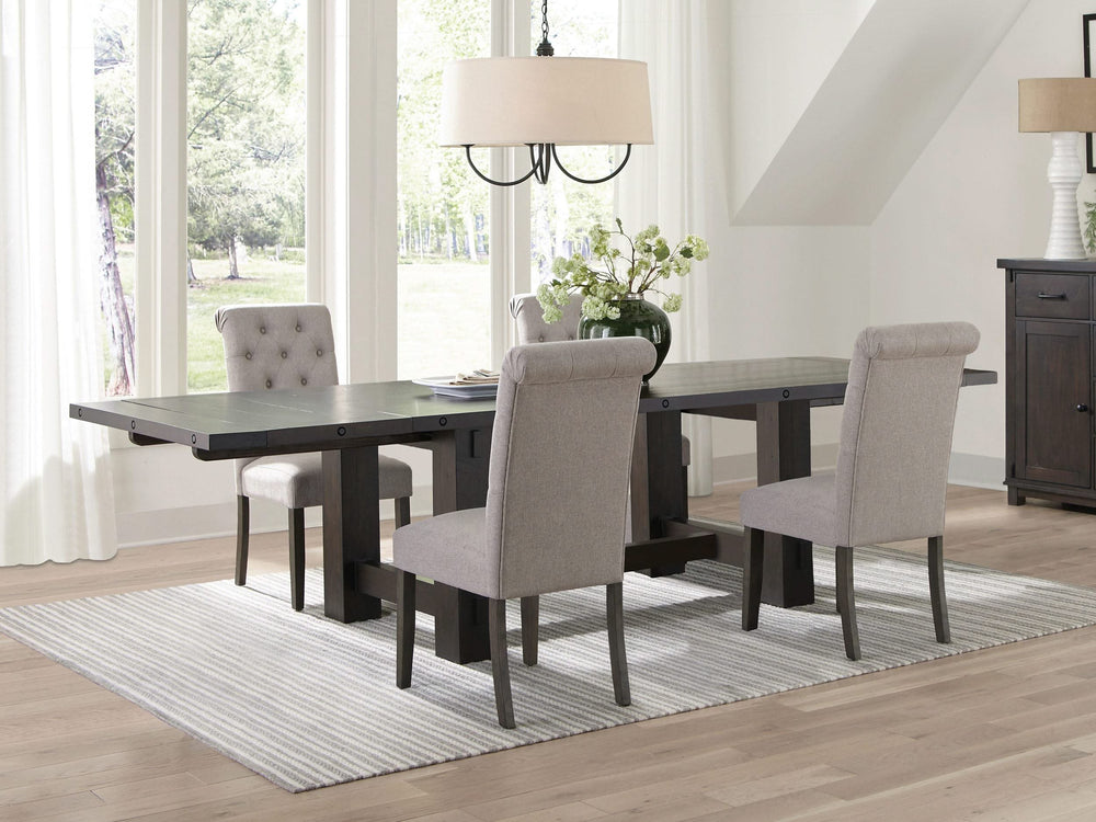 Juego de mesa de comedor Calandra de 5 piezas con hojas extensibles en beige