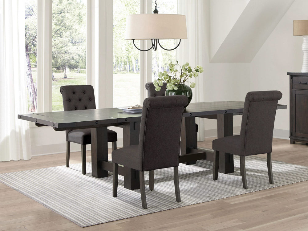 Juego de mesa de comedor extensible Calandra de 5 piezas, color gris