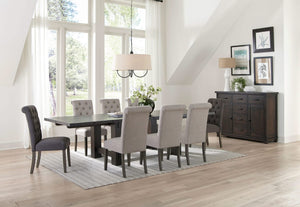 Juego de comedor Calandra de 9 piezas con hojas extensibles en beige y gris