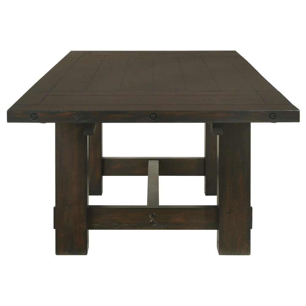 Mesa de comedor Calandra de 121 pulgadas con hojas extensibles, estilo vintage Java