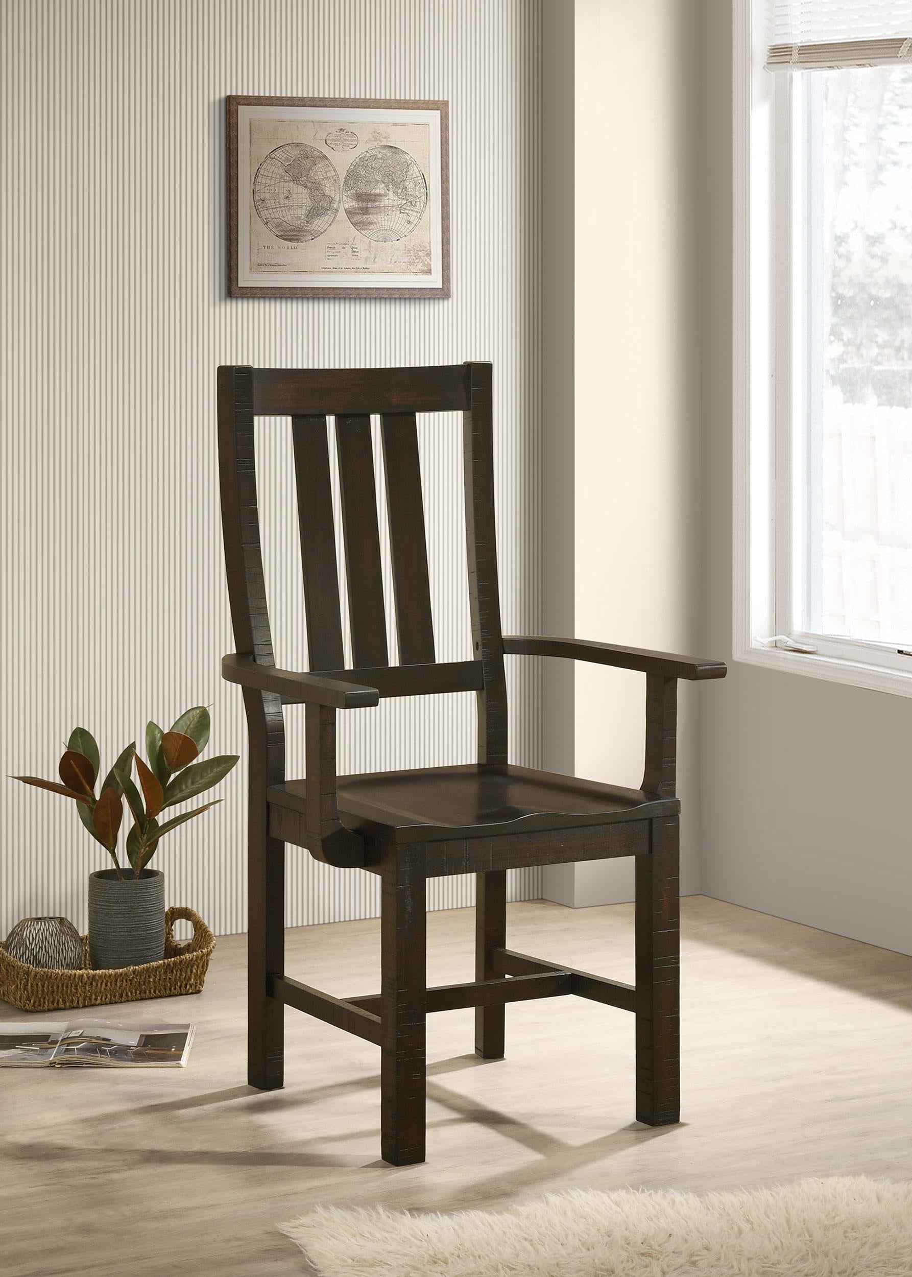 Calandra Wood Dining Arm Chair Vintage Java (Set of 2)
