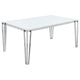 Mesa de comedor rectangular Pauline de 64 pulgadas con tapa de vidrio cromada