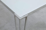 Mesa de comedor rectangular Pauline de 64 pulgadas con tapa de vidrio cromada