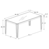 Mesa de comedor rectangular Pauline de 64 pulgadas con tapa de vidrio cromada