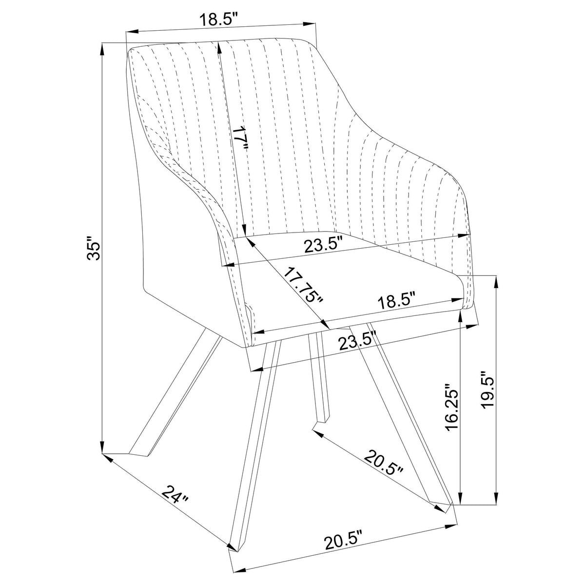 Silla de comedor giratoria tapizada en cuero sintético Arika, color negro