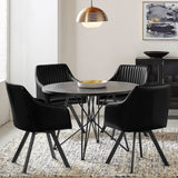 Silla de comedor giratoria tapizada en cuero sintético Arika, color negro