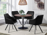 Silla de comedor giratoria tapizada en cuero sintético Arika, color negro
