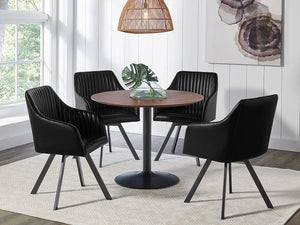 Silla de comedor giratoria tapizada en cuero sintético Arika, color negro