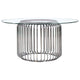 Mesa de comedor redonda Veena de 60 pulgadas con tapa de vidrio y metal cromado