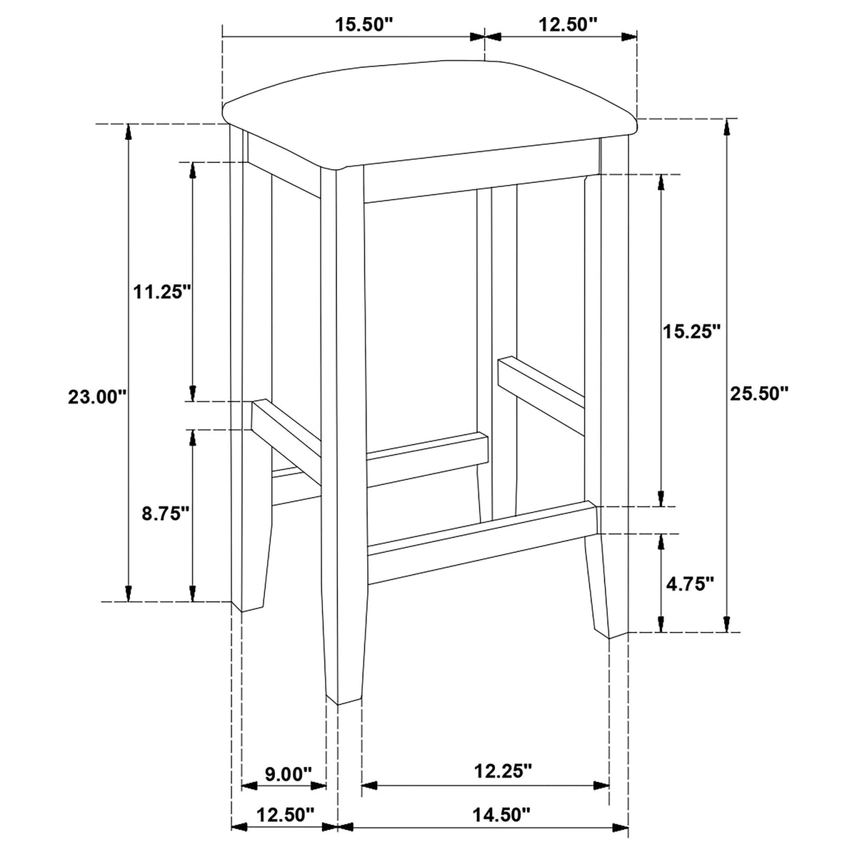 Juego de comedor rectangular de 5 piezas Gabriel, altura de mostrador, color capuchino