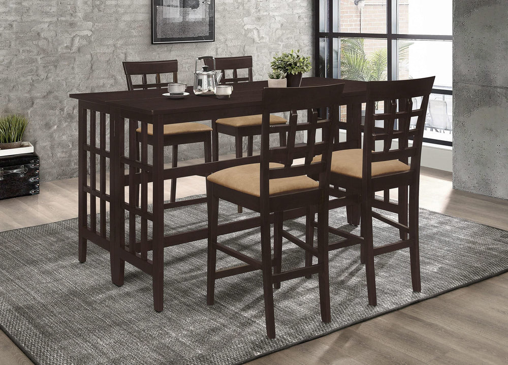 Juego de comedor rectangular de 5 piezas Gabriel, altura de mostrador, color capuchino
