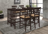 Juego de comedor rectangular de 5 piezas Gabriel, altura de mostrador, color capuchino
