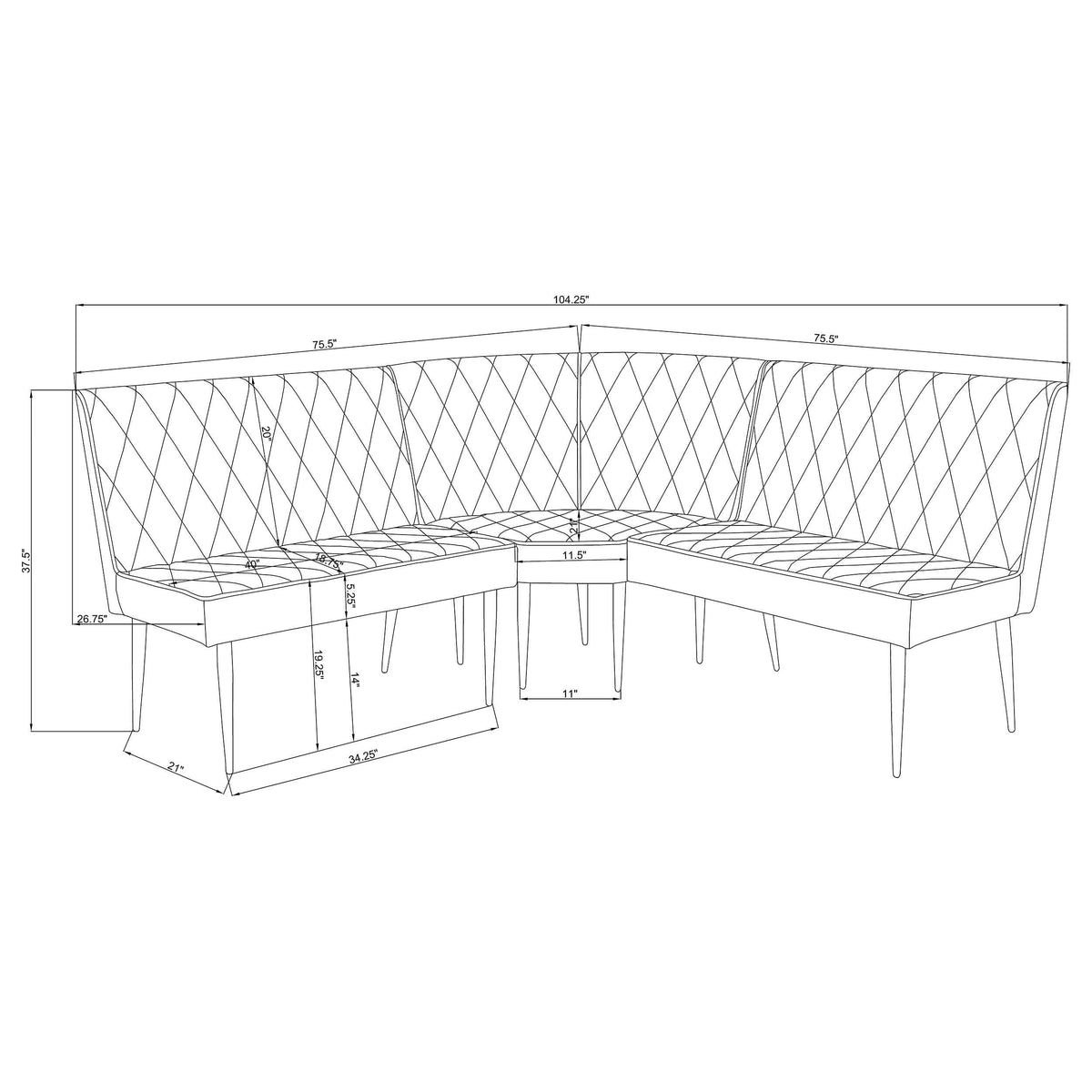 Juego de comedor cuadrado de 4 piezas Moxee en color espresso y gris