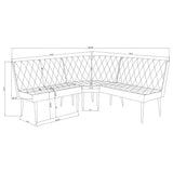 Juego de comedor cuadrado de 4 piezas Moxee en color espresso y gris