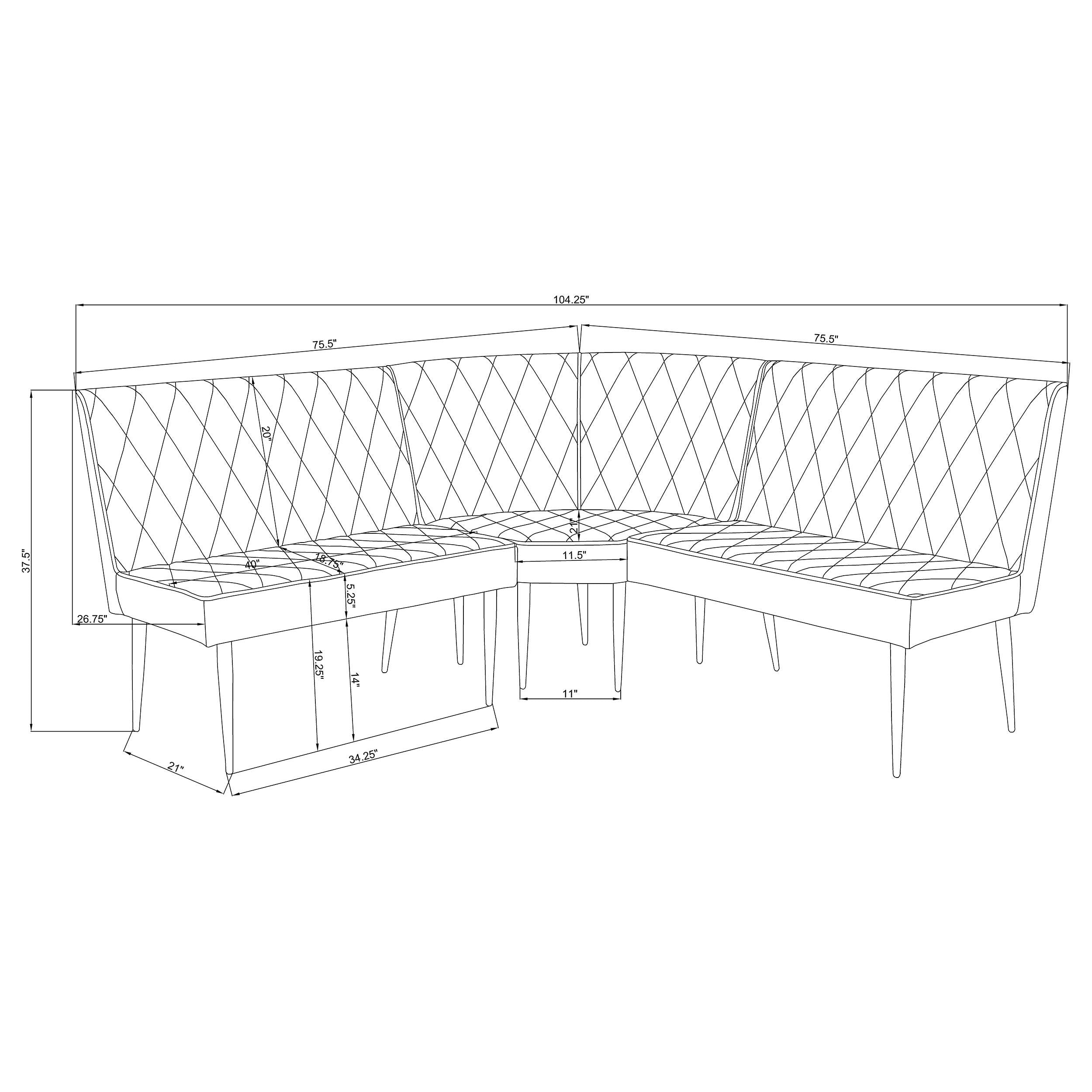 Moxee Upholstered Tufted Short Bench Grey