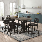 Bairn 7-piece Rectangular Counter Height Dining Set Barn Grey and Black Sand