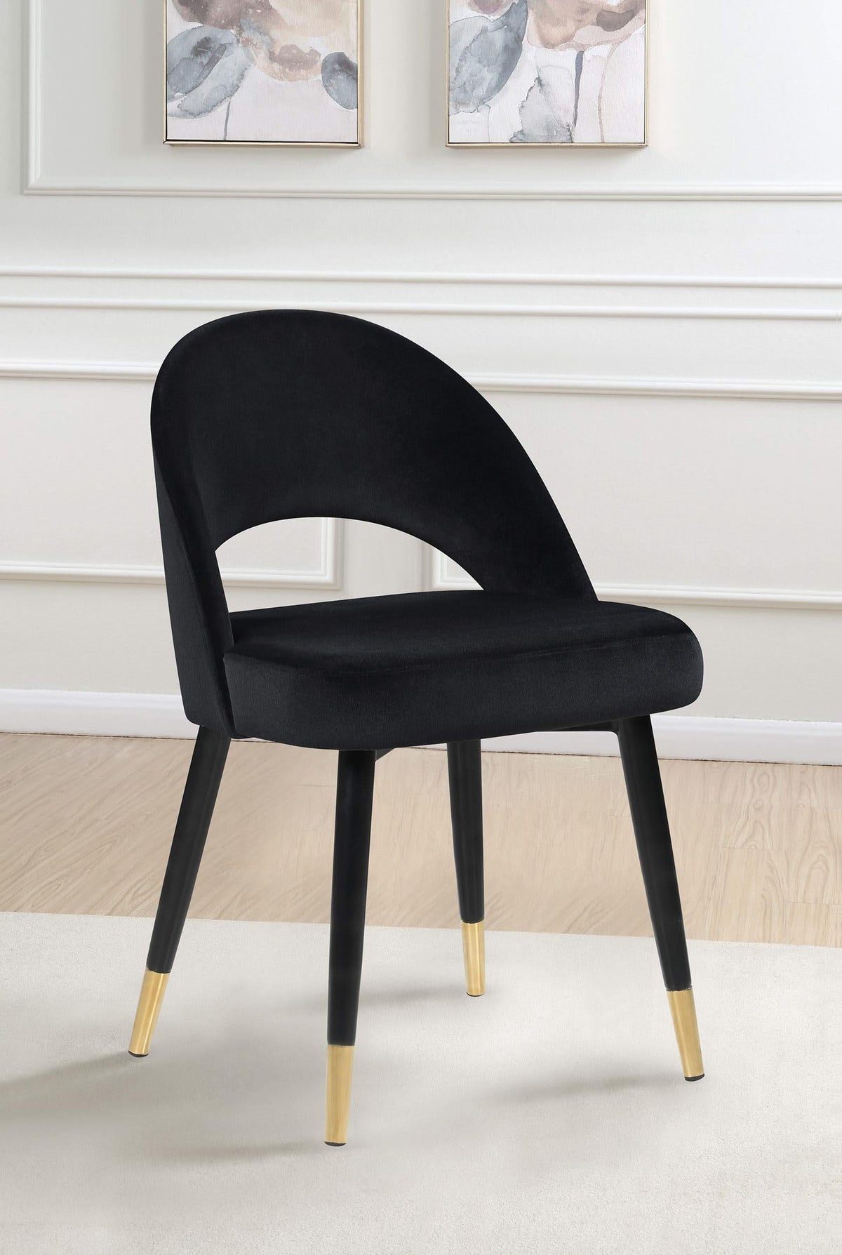 Silla de comedor tapizada Lindsey negra (juego de 2)