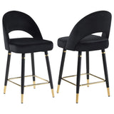 Silla de mostrador Lindsey tapizada en terciopelo negro (juego de 2)