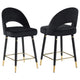 Silla de mostrador Lindsey tapizada en terciopelo negro (juego de 2)