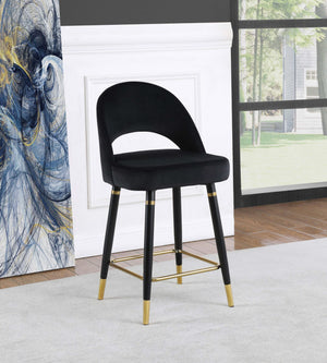 Silla de mostrador Lindsey tapizada en terciopelo negro (juego de 2)