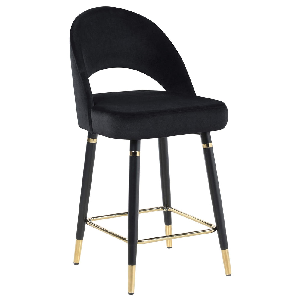 Silla de mostrador Lindsey tapizada en terciopelo negro (juego de 2)