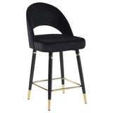 Silla de mostrador Lindsey tapizada en terciopelo negro (juego de 2)