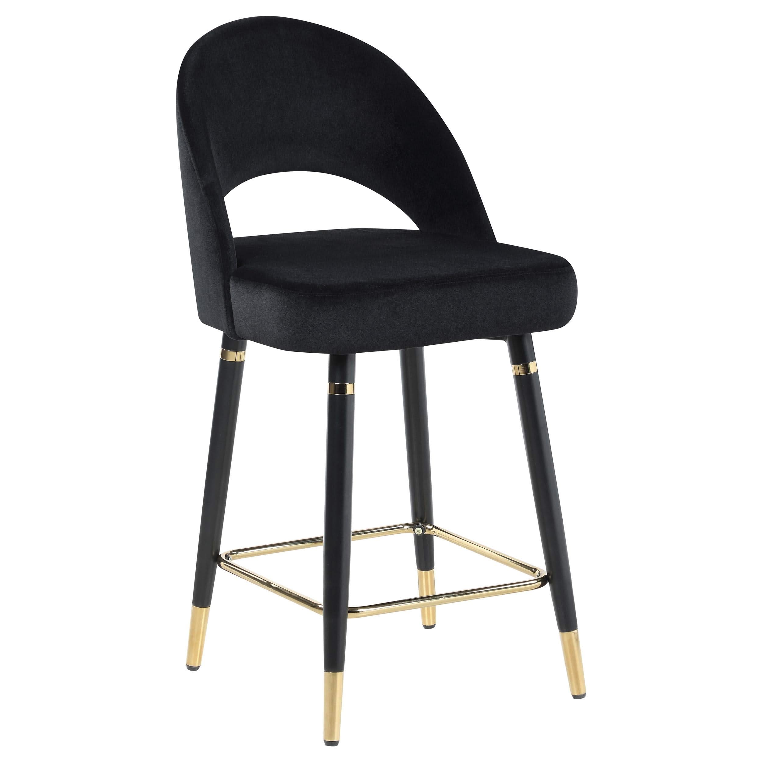 Silla de mostrador Lindsey tapizada en terciopelo negro (juego de 2)